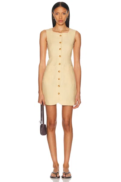 Posse Womens Dusty Citron Emma Button-down Linen Mini Dress In Yellow