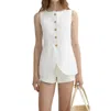 Posse Emma Button Down Vest In Ivory In White