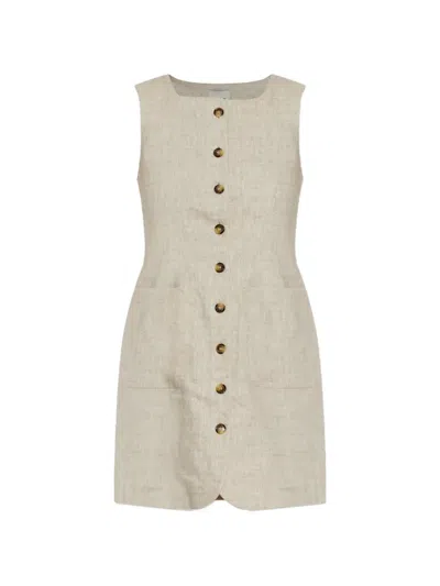 Posse Emma Button-down Mini Dress In White