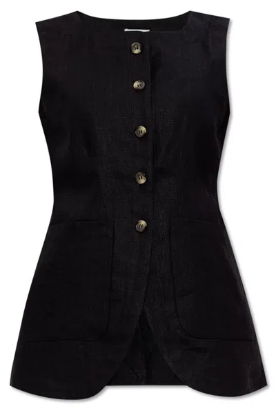 Posse Emma Buttoned Vest In Black