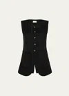 Posse Womens Black Emma Two-patch-pockets Linen Vest In Black