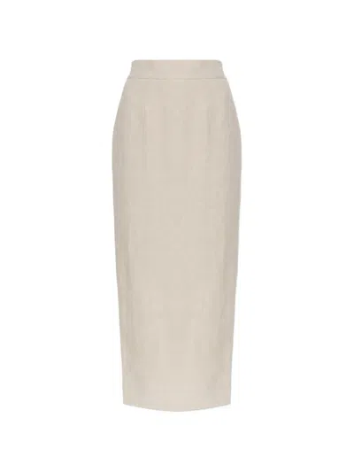 Posse Emma Elasticated Long Skirt In Neutral