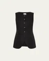 Posse Womens Black Emma Two-patch-pockets Linen Vest In Black