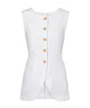 Posse Womens Emma Two-patch-pockets Linen Vest Ivory Xl In White