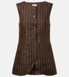 Posse Emma Pinstripe Vest In Chocolate Cream In Brown
