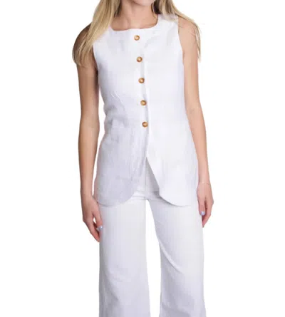 Posse Emma Rounded Hem Vest In Ivory In White