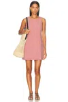 Posse Emma Gingham Linen-seersucker Mini Dress In Pink