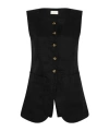 Posse Womens Black Emma Two-patch-pockets Linen Vest In Black