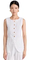 Posse Womens Emma Two-patch-pockets Linen Vest Ivory Xl In White