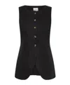 Posse Womens Black Emma Two-patch-pockets Linen Vest In Black
