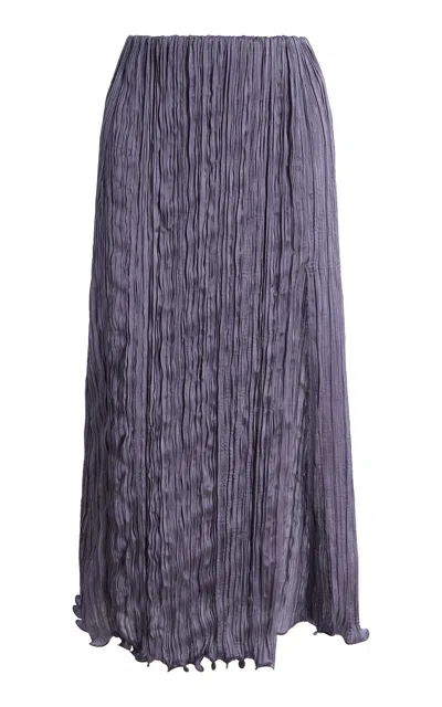 Posse Esme Plisse Midi Skirt In Purple