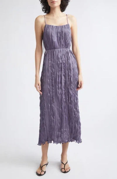 Posse Esme Crinkled Slip Midi Dress In Purple