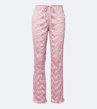Posse Esme Satin Straight Pants In Pink