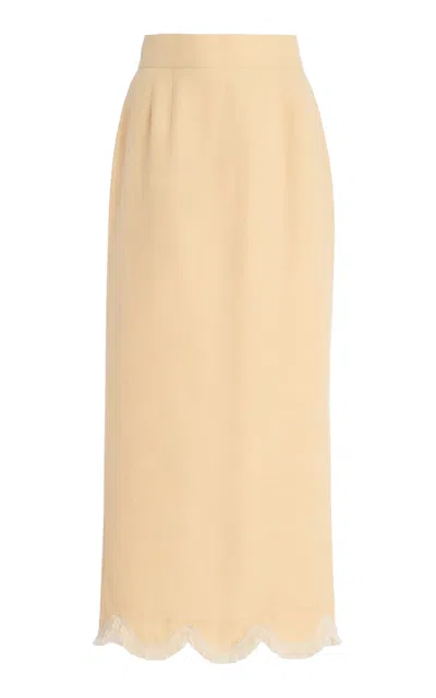 Posse Essie Fringed Linen Column Skirt In Brown
