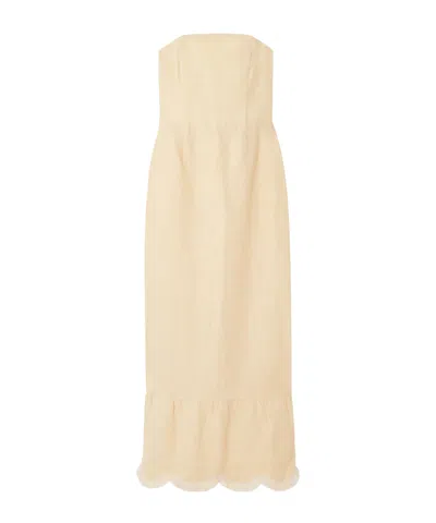 Posse Essie Fringed Linen Maxi Dress In Yellow