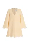 Posse Essie Fringed Linen Mini Kaftan In Neutral