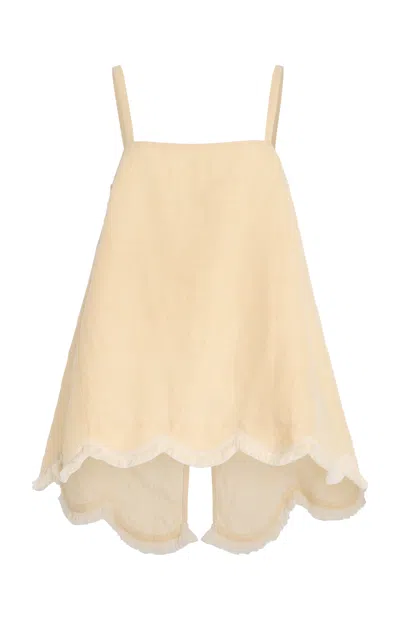 Posse Essie Fringed Linen Top In Neutral