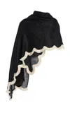 Posse Essie Scallop-fringed Linen Wrap In Black