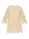 Posse Essie Fringed Linen Mini Kaftan In Multi