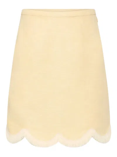Posse Essie Scalloped-hem Mini Skirt In Neutral