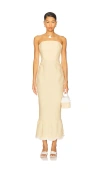 Posse Essie Strapless Fringed Linen Maxi Dress In Neutral