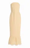 Posse Essie Strapless Fringed Linen Maxi Dress In Brown
