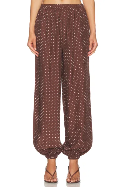 Posse Evie Polka Dot Mid Rise Balloon Pants In Brown