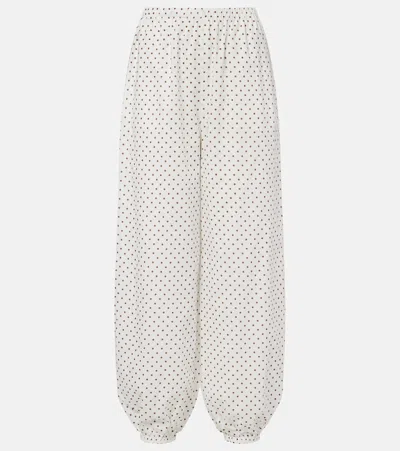 Posse Evie Polka-dot Balloon Pants In White