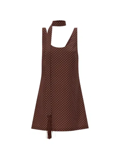 Posse Evie Polka-dot Mini Dress In Brown