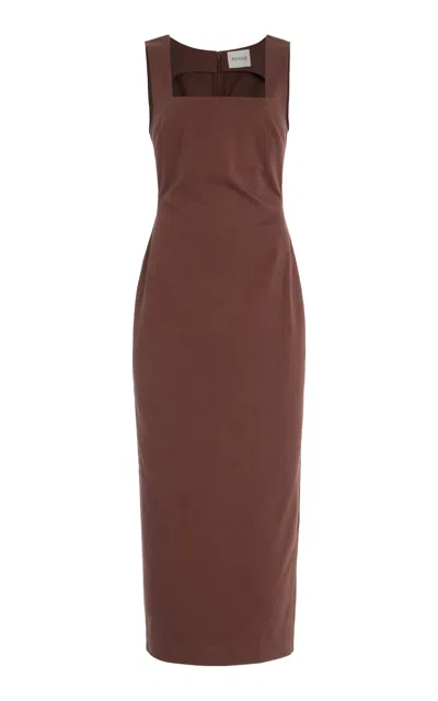 Posse Exclusive Alice Cotton Midi Dress In Brown