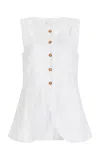 Posse Womens Emma Two-patch-pockets Linen Vest Ivory Xl In White