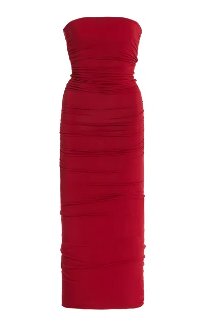 Posse Exclusive Isabela Strapless Jersey Maxi Dress In Red