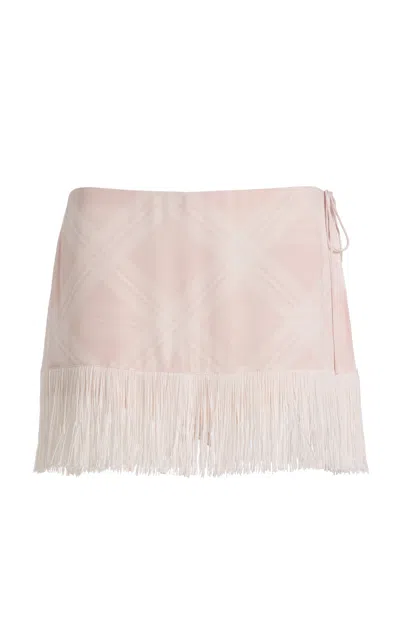 Posse Exclusive La Isla Lola Plaid Crepe Shorts In Pink