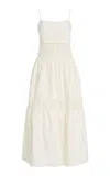 Posse Exclusive Pearl Cotton-silk Midi Dress In White