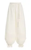 Posse Exclusive Pearl Cotton-silk Pants In White