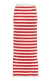 Posse Exclusive Riviera Ari Striped Knit Maxi Skirt In Red