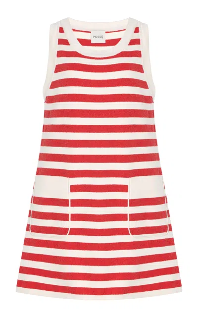 Posse Exclusive Riviera Ari Striped Knit Mini Dress In Red