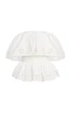 Posse Exclusive Riviera Cecilia Ruffled Strapless Cotton Top In White