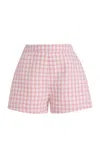 Posse Exclusive Riviera Perri Checked Linen Shorts In Pink