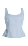 Posse Exclusive Riviera Rosalie Linen Top In Blue