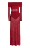 Posse Exclusive Romy Knit Off-the-shoulder Maxi Dress In Red