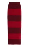 Posse Exclusive Theo Striped Knit Maxi Skirt In Red