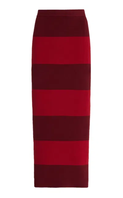 Posse Exclusive Theo Striped Knit Maxi Skirt In Red