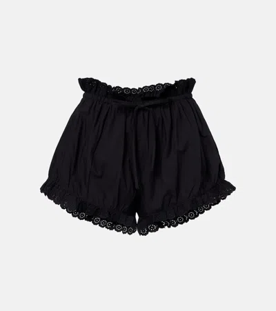 Posse Ezra Broderie Anglaise Cotton Shorts In Black