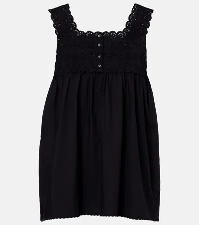 Posse Ezra Broderie Anglaise Cotton Top In Black