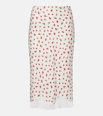 Posse Fae Lace-trimmed Printed Midi Skirt In Multi