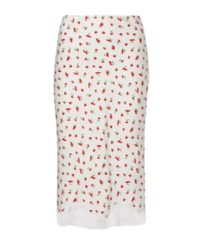 Posse Fae Lace-trimmed Printed Midi Skirt In Multi