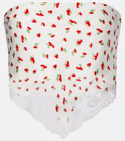 Posse Fae Lace-trimmed Printed Top In Red