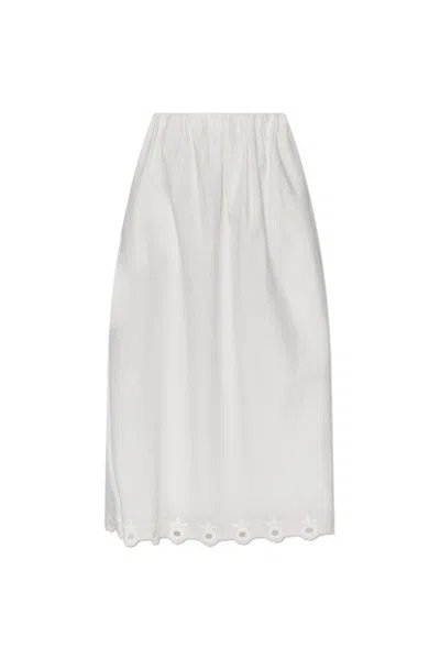 Posse Floral Embroidered Midi Skirt In Weiss