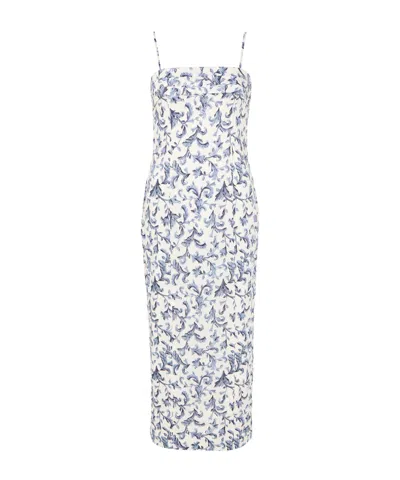 Posse Rue Pleated Printed Linen And Silk-blend Midi Dress In Multi